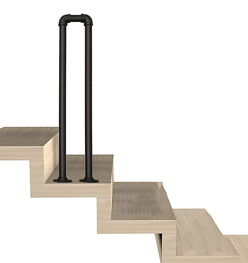 U-Shaped Stair Handrail - Metal Indoor/Outdoor Safety Railing, Adjustable Height 35-110cm, Non-Slip