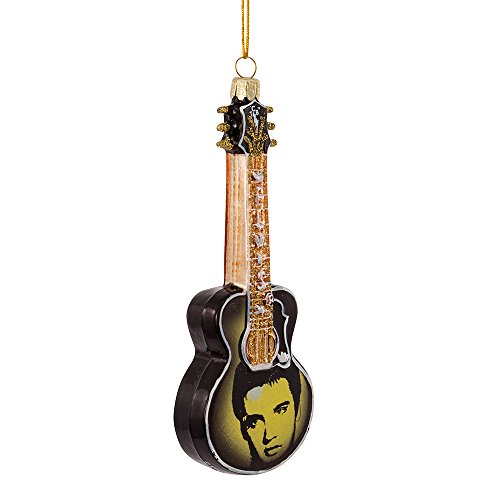 Kurt Adler 5-Inch Glass Elvis Printed Image Guitar Ornament