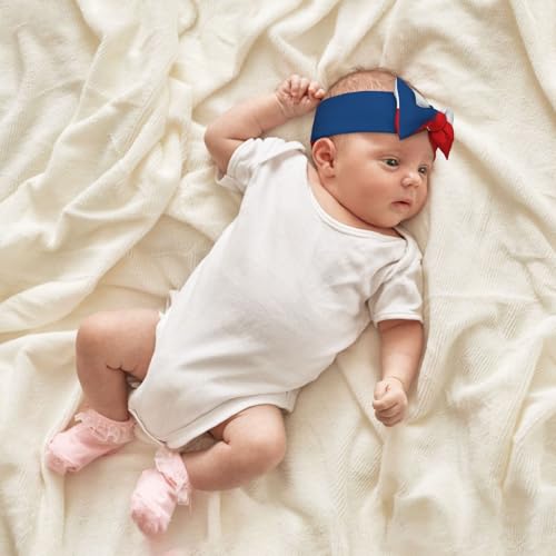 Comfortable Soft Stylish Designs Flag of the Czech Republic Baby Head-Mounted Bow Elastics Wide Headbands for Newborn4