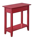 Convenience Concepts American Heritage Flip Top End Table with Shelf, Cranberry Red