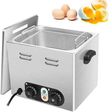 2600W Commercial Egg Boiler, 45 Pcs Stainless Steel Hot Spring Egg Boiler with Mesh Basket, 30-110C Temperature Control and Timer, Even Heating for Soft-Boiled and Half-Boiled Eggs