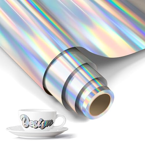 LIKCUT Holographisches Vinylfolie Plotter, 30,5cm x 183cm Selbstklebend Plotterfolie Vinyl für alle plottermaschine, Permanente Vinyl für Bastelprojekte, Schilder, Scrapbooking