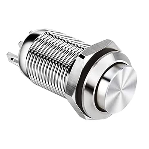 AUTOZOCO Interruptor de Botón Momentáneo Impermeable, Botón impermeable, Botón de contacto momentáneo, SPST NO 3A, Tamaño del orificio de montaje 12 mm, IP65, IK10, 3 pines