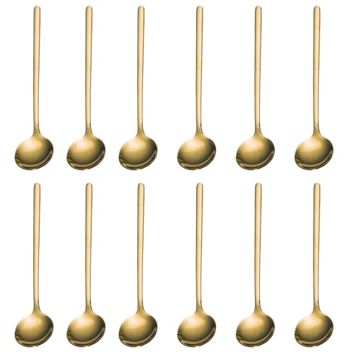 Oiieco 12er Set Gold Teelöffel – Edelstahl Kaffeelöffel & Dessertlöffel, Kleine Löffel 13 cm für Zucker, Eis, Kuchen, Spülmaschinenfest,...