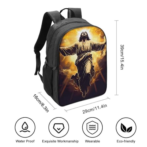Mochila estampada Jesús bolsa de lienzo impermeable y transpirable para estudiantes 2