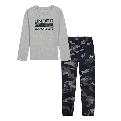 Image of Under Armour Boys' 2-piece Long Sleeve T-shirt and Fleece Pants Set, Outdoor Collection
