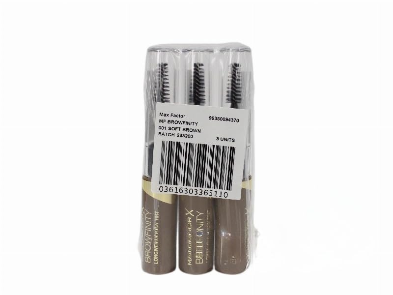 3 x Browfinity Long Wear Brow Tint – 001 SOFT BROWN (1 confezione – 3 tinta per sopracciglia)