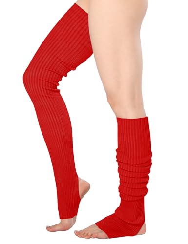 Image of v28 Women Girls Thigh High Long Neon Ribbed Knit Leg Warmers Plus Size Boot Extra Long Large Socks Available in S~3XL