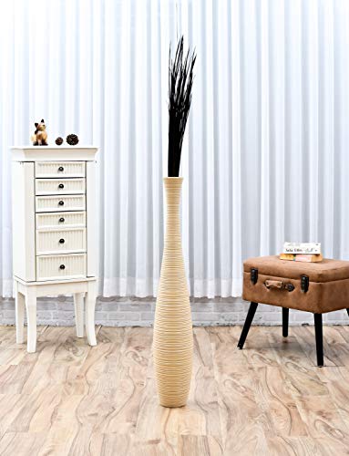 Image of Leewadee Tall Vase Filler, Natural Grass Stems - 2 Bunches of Colored Branches for Vases, Carefully Dried Twigs for Home and Bar Decoration, 45 inches, Black Brown
