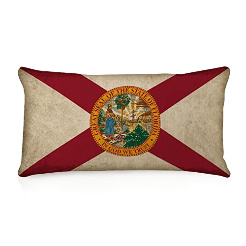 Farmhouse Body Pillow Case Cover With Zipper 12X20 Inch Florida State Flag Decor Long Throw Zipper Body Pillow Cover Case Patriotic Usa Map Sports Fans Throw Pillow Cover For Outdoor Sofa Garden #TOP4