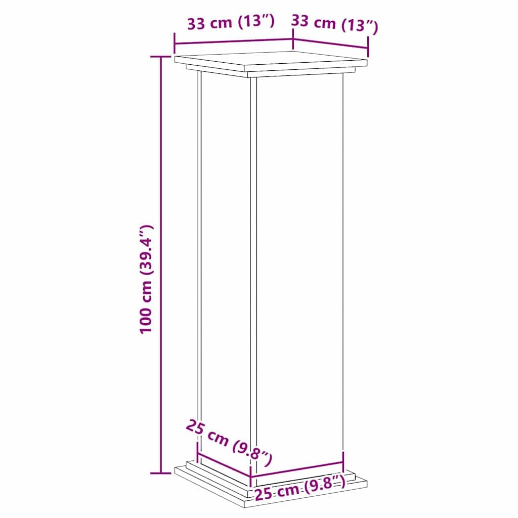 Soporte para plantas con aspecto de roble negro, 33 x 33 x 100 cm, resistente a la intemperie, material de madera, interior y exterior, versátil para balcón, terraza, jardín, salón