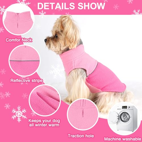 Image of Dog Clothes for Small Dogs Fleece Vest Dog Sweater Boy Girl, Warm Pullover Fleece Doggie Jacket, Winter Pet Ourfit Chihuahua Sweater - Yorkie Clothes (Pink+Rose, X-Small)