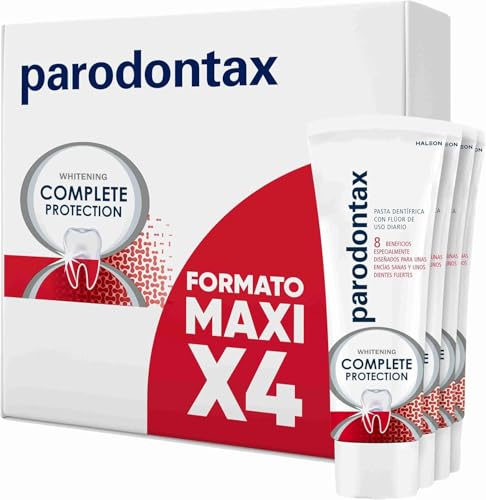 Parodontax Complete Protection Pasta de Dientes Blanqueante Con Flúor, Ayuda a Detener y Prevenir el Sangrado de Encías, Pack de 4 unidades de 75 ml