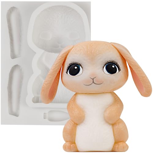 Moule en silicone en forme de lapin pour décoration de gâteau, décoration de cupcakes, artisanat en argile 10,2 cm