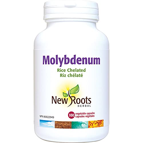 New Roots Herbal Molybdenum 150mcg, 100 Vegetable Capsules, 25-Day Supply – Promotes Nutrient Processing and Liver Support – Rice-Based Chelated Minerals – Gluten-Free and Non-GMO