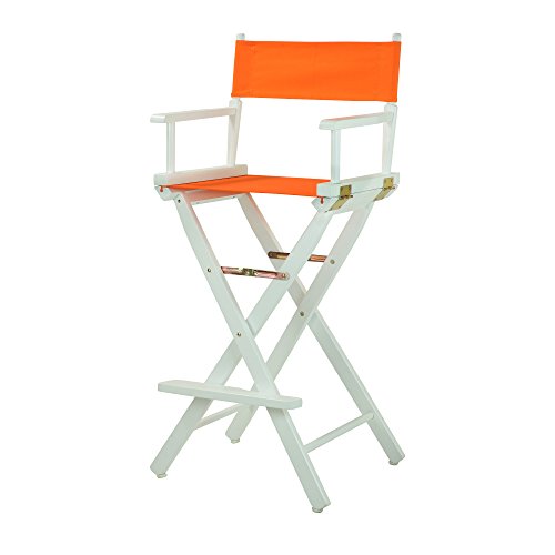 Casual Home Director's Chair ,White Frame/Tangerine Canvas,30" - Bar Height