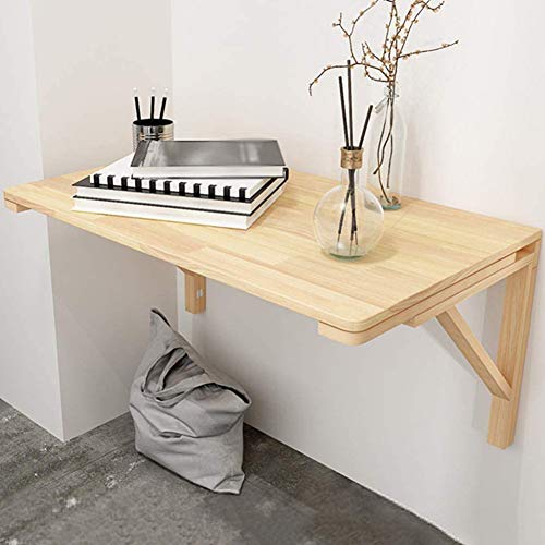 Table murale rabattable bois massif noble avec support robuste 60x40 cm