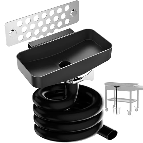 TFNUO Upgraded Grease Funnel for Blackstone Griddles Magnetic Stainless Steel Food Catcher with Funnel Collector & Silicone Drain Hose Continuous Oil & Water Drain No Mess No Tools