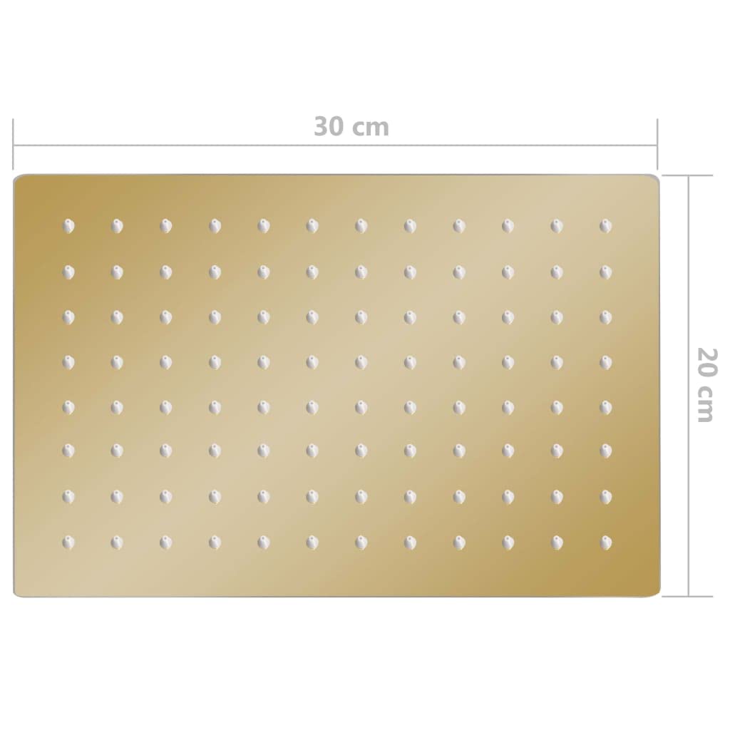 Alcachofa de ducha de acero inoxidable, 30 x 20 cm, rectangular, dorada, con 96 boquillas antical, montaje en pared y techo, ahorro de agua, cabezal de ducha de alta presión para baño Wellness