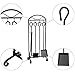 AMAGABELI GARDEN & HOME 5 Pieces Fireplace Tools Set Wrought Iron Holder Black Fireset Pit Stand Fire Place Log Tongs Tools Kit Sets with Handles Wood Stove Accessories