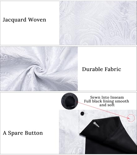 Image of DiBanGu Mens Paisley Suit Vest Silk Jacquard Waistcoat and Necktie Set Formal Shawl Collar Dress Vest 7PCS for Wedding Party