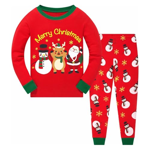 Pyjama Enfant Noël - Ensemble Père Noël Manches Longues + Pantalon, Coton Doux, Taille 1-7 Ans, Garçon/fille