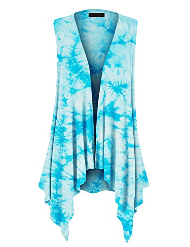 Image of Made By Johnny Women's Lightweight Sleeveless Cardigan - Draped Open Front Vest with Asymmetrical Hem