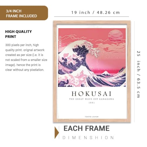Image of kotart Japanese Nature Art Posters with Frame | Aesthetic Japan Nature Arts Posters with Frames | Japanese Art Framed Poster for Bedroom Living Room Gaming Room Wall Decor Set Of 3 (19X25 inch)