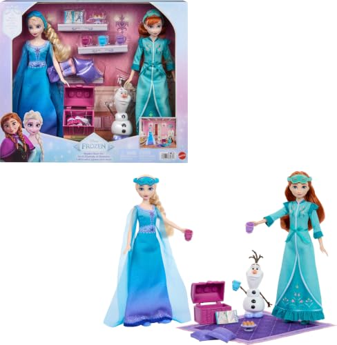 Mattel Disney Frozen Anna & Elsa Slumber Sister Set of 2 Fashion Dolls