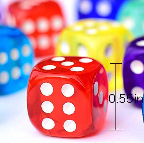 50-Pack 14MM Translucent & Solid 6-Sided Game Dice 5 Sets of Vintage Colors Dice for Board Games and Teaching Math Dice Set Classroom Accessories dice Set RPG dice