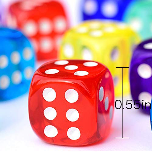 50-Pack 14Mm Translucent & Solid 6-Sided Game Dice 5 Sets Of Vintage Colors Dice For Board Games And Teaching Math Dice Set Classroom Accessories Dice Set Rpg Dice #TOP3