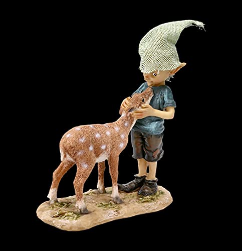 Figurine Pixie Kobold avec chevreuil Bambi et moi statuette gnome elfe de forêt - 3