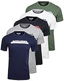 T-Shirt mit Logo im 5er-Pack Jack and Jones Herren T-Shirt 5er Set Tshirt für Männer (M)