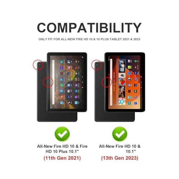 FOGARI Fire HD 10 Tablet 2023 Tastatur Hülle 13.Generation - HD10/HD 10 Plus 11. Generation 2021 Tastatur, Magnetisch Abnehmbarer Tastatur mit QWERTZ Layout, Schwarz – Bild 3