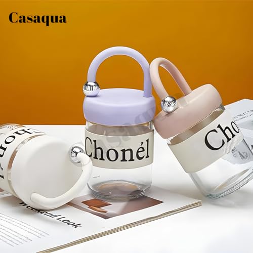 Image of Glass Water Mug with Silicone Sleeve & Handle - 500ml, Set of 1, Leakproof Portable Drinking Jar, Reusable Clear Glass Tumbler for Water, Juice, Coffee, Office, Gym & Travel