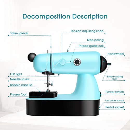 Mini Sewing Machine, Upgraded Electric Sewing Machine With Sewing Bag, Expansion Board, Led Light, Fast Stitch Suitable For Clothes,Jeans,Cutains,Diy Home Travel #TOP1