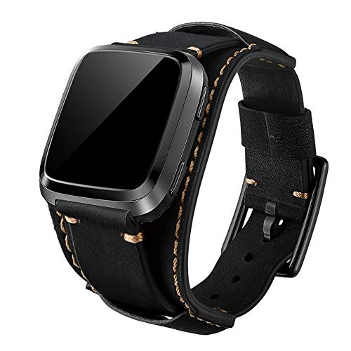 Bracelet de rechange Fitbit Versa noir en cuir pour le bureau