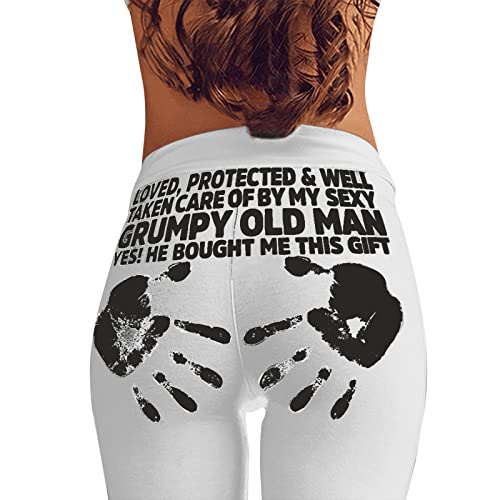 Women's Yoga Leggings High Waist with Letter Print Pants-Protected by a Sexy Grumpy Old Man Workout Athletic Yoga Pants Women's Yoga Leggings High Waist with Letter Print Pants-Protected by a Sexy Grumpy Old Man Workout Athletic Yoga Pants