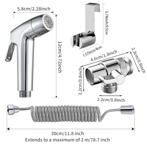 Bidet Handbrause Set, ABS-Kunststoff, Baby-Stoffwindel-Sprühset mit Wasserhahn-Spender, Doppelstrahl-Modus, Düse,Federschlauch, Wandhalterung