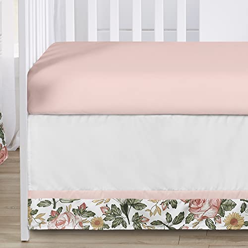 Image of Sweet Jojo Designs 4-Piece Baby Crib Bedding Set (Boho Vintage Floral) for Girls, Infants /Nursery incl. Blanket, Fitted Sheet, Skirt, Diaper Stacker (Shabby Chic, Rose, Daisy, Bohemian, Farmhouse)