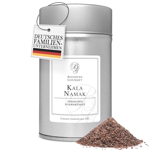 Boomers Gourmet - Kala Namak Salz naturbelassenes Schwarzsalz für die indische und vegane Küche als Ei-Ersatz - Gewürzdose - 200 g