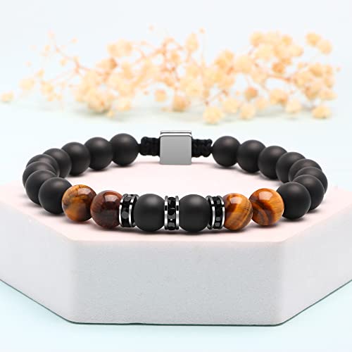 Joycuff Mens Tiger Eye Bead 𝐁𝐫𝐚𝐜𝐞𝐥𝐞𝐭 𝐟𝐨𝐫 𝐇𝐢𝐦 Anniversary Birthday Valentine's Day Christmas 𝐆𝐢𝐟𝐭𝐬 𝐟𝐨𝐫 𝐁𝐨𝐲𝐟𝐫𝐢𝐞𝐧𝐝 𝐇𝐮𝐬𝐛𝐚𝐧𝐝 To My Man Bead Bracelet From Girlfriend #TOP3