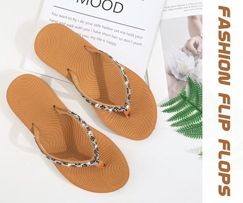 Image of KuaiLu Women's Rhinestone Flip Flops Arch Support Yoga Mat Cushion Sandals