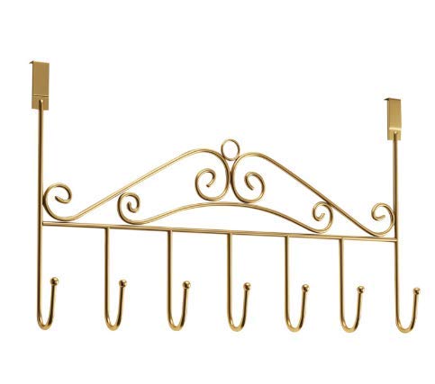 Over The Door Hook Metal Door Hangers 7-Hook Door Hanging Hooks for Clothes, Decorative overdoor Organizers, Towels, Coats, Scarfs and More