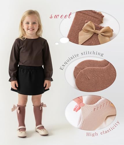 Image of CHUNG Toddler Baby Girls Knee Hight Stocking Cotton Socks 0-7Years Solid Color Bowknot Thin Spring Summer