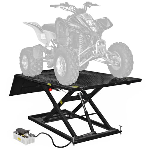 Black Widow Extra-Wide Air Over Hydraulic ATV Scissor Lift Table, 1,500 lb. Capacity, 33.5