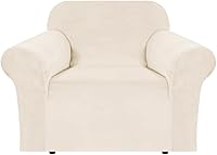 Vista 15 de H.VERSAILTEX Funda de terciopelo elástico para sillón, funda para sillón de 1 cojín para sala de estar, funda de muebles hecha de terciopelo grueso