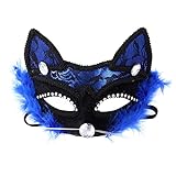 como hacer mascaras elegantes Disfraz de mascarada para mujer Máscara de ojos de encaje de diamantes de imitación con brillo estilo gato lindo para fiesta de Halloween