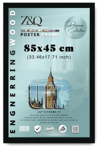 Z&Q Matt Black 85x45 cm Picture Poster Frames MDF Wood Frames with HD Aclyric Front picture Gallery Jigsaw Puzzle Wall Paintings Home & office Decor