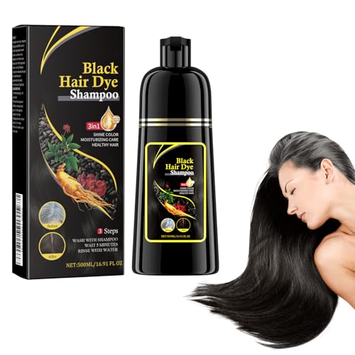 Dyceittdia Champú para el cabello, 500 ml, 3 en 1, champú alisador para cabellos teñidos, limpieza y reparación, negro, Magic Hair